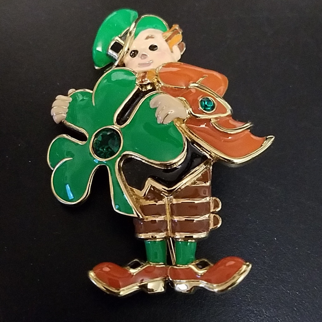 Bob Mackie Enamel Leprechaun Brooch 95$